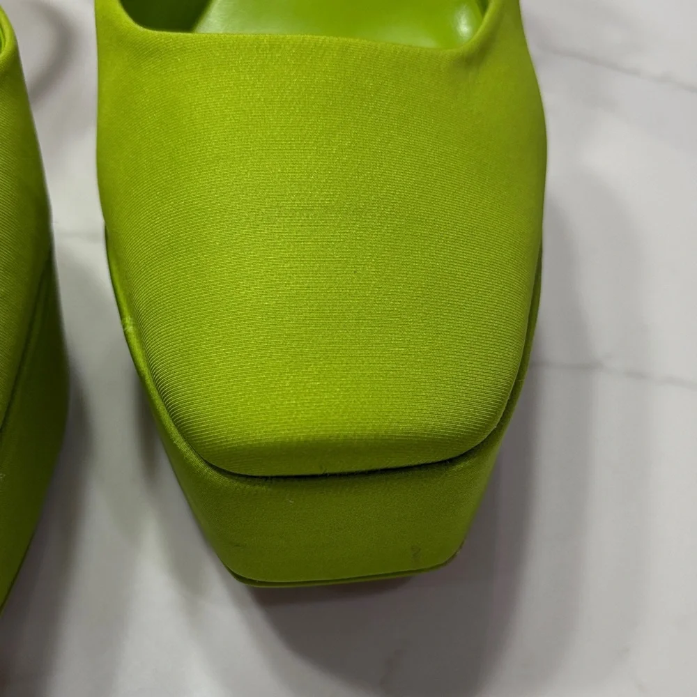 Zara Lime Green Platform Ankle-Tie Heels